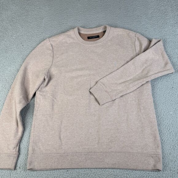 All Saints Sweatshirt Mens Large Beige Raven Crew Pullover Cotton Sweater Jumper
